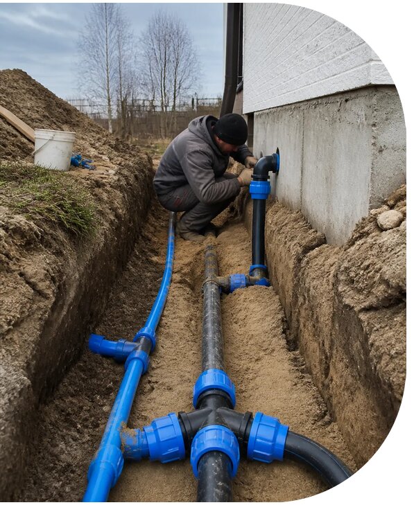 Монтаж наружного водопровода на участке под ключ в Великом Устюге